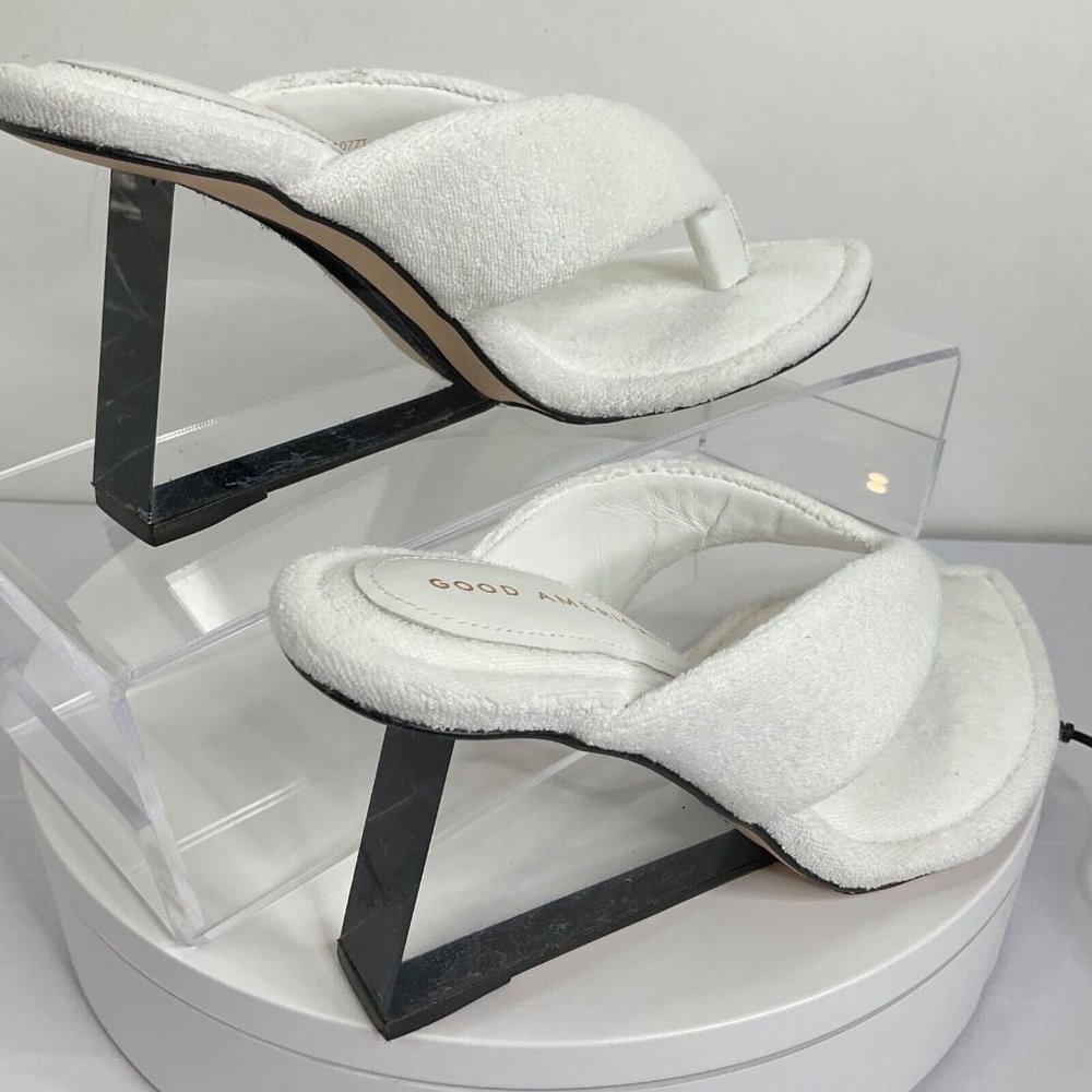 Good American Heels Womens Sz 7.5 Whte Terry Cinder F*cking Rella Wedge $260 Nwb - Picture 7 of 12